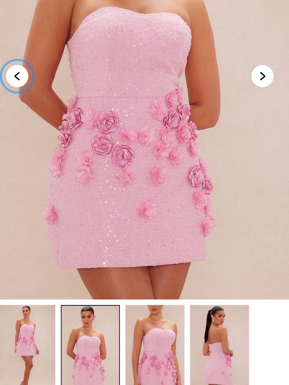 Fashion Nova White Floral Sequin Strapless Mini Dress NWT Size M - Picture 3 of 14